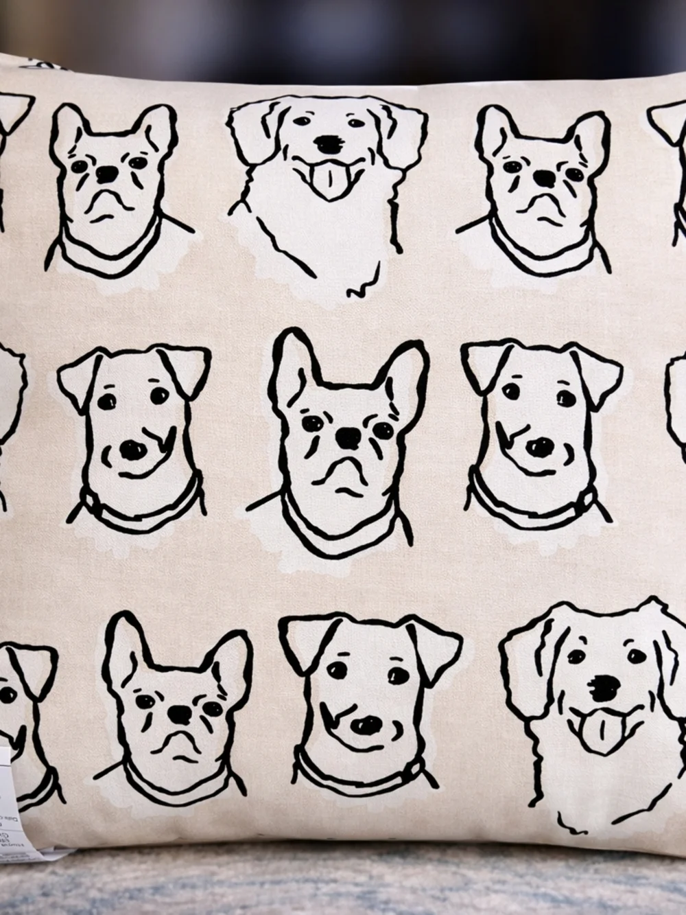 Dog Print Throw Pillow Black & White Modern Pet Lover‎ Decor Accent